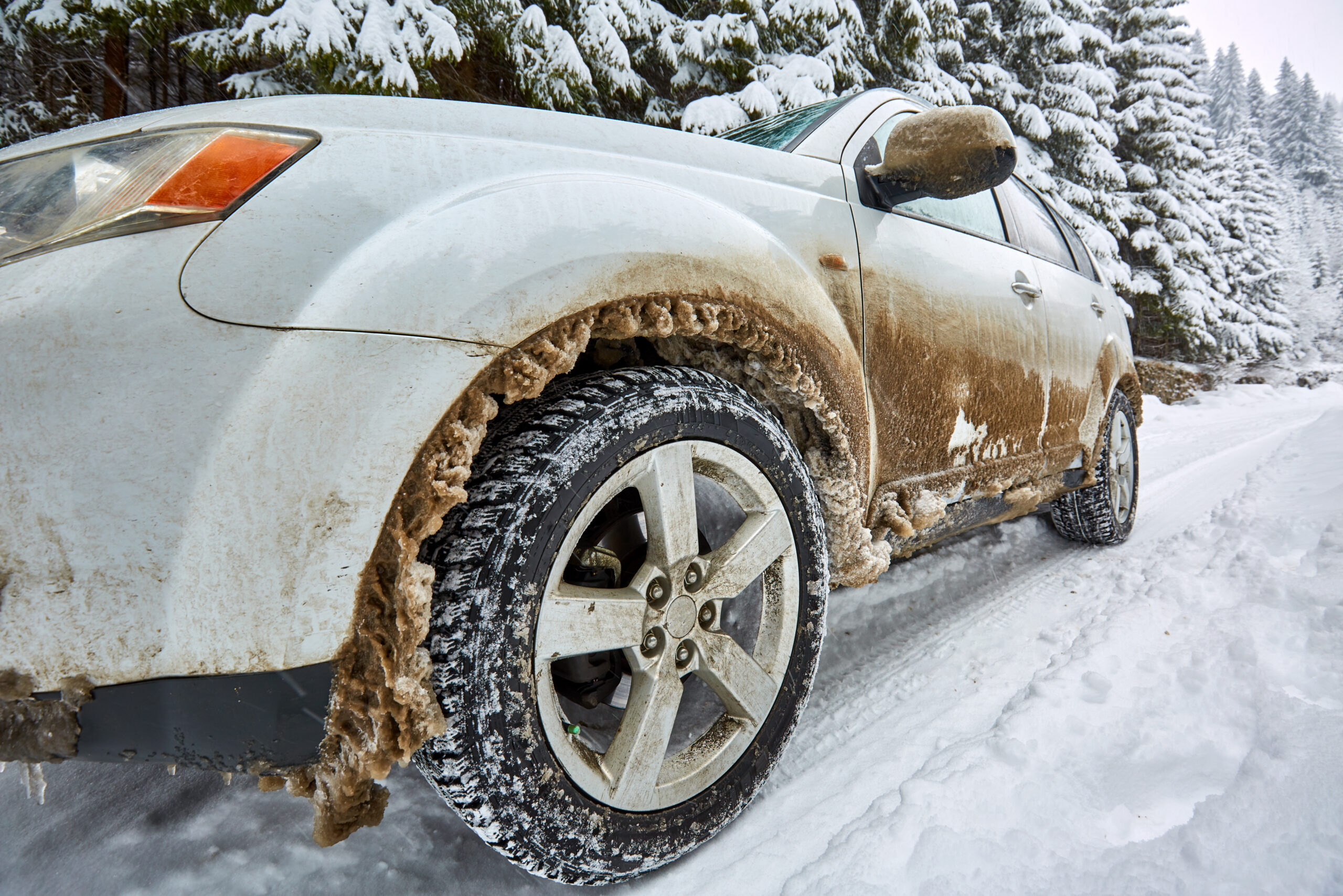 Dirty Car in Snow